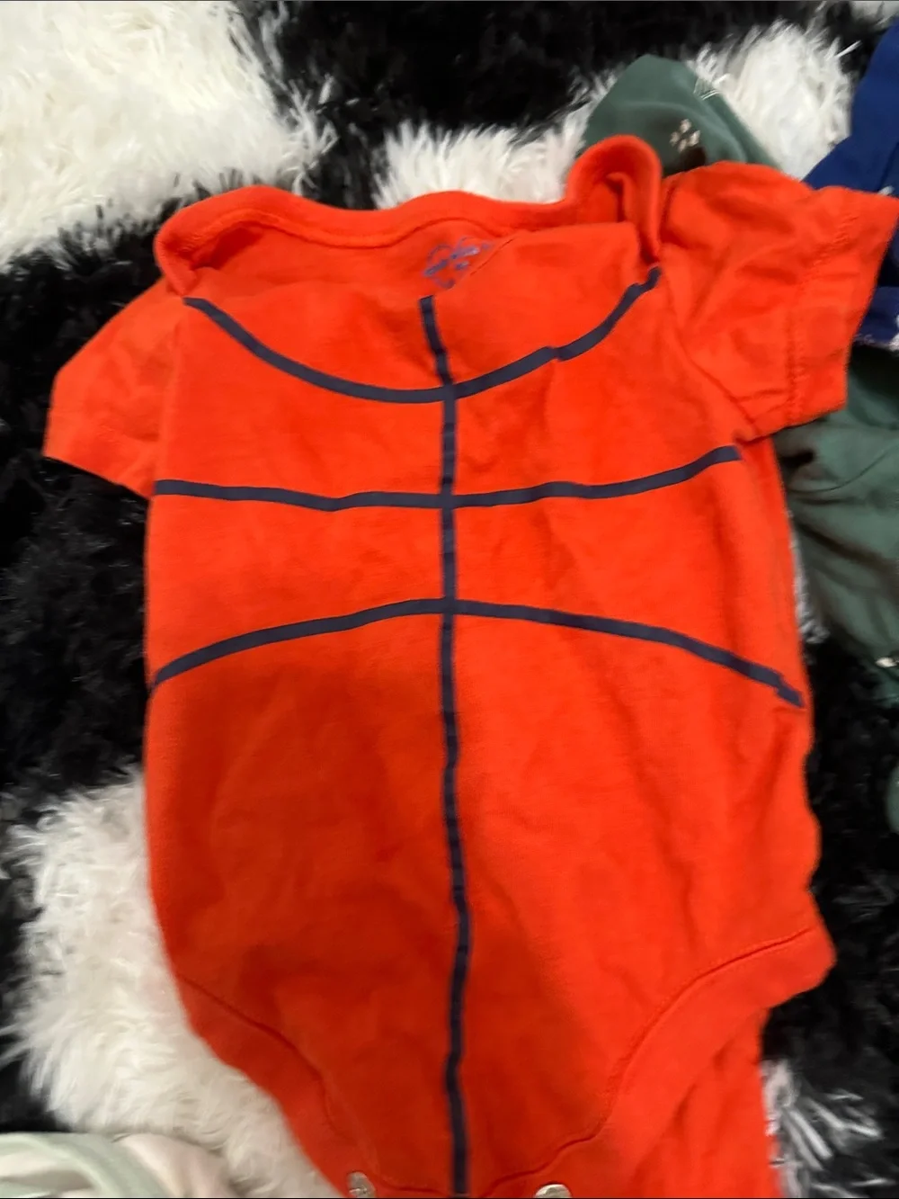 The Children's Place Orange Basketball-Stripe Baby Bodysuit